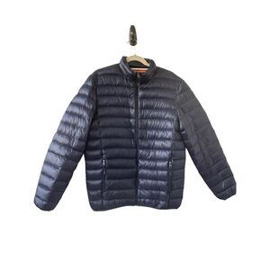 Halifax Traders Feather Down Full Zip Puffer Jacket Mens Navy Blue Size Medium